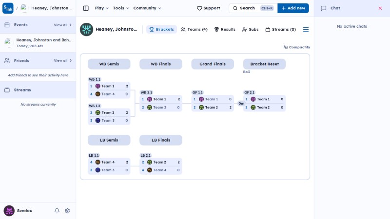 Tournament brackets page