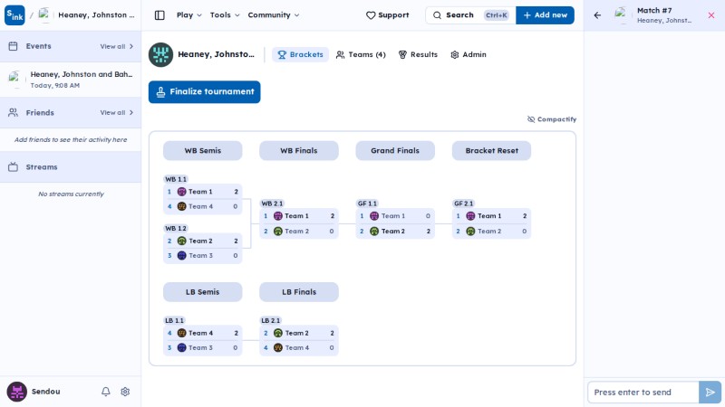 Tournament brackets page