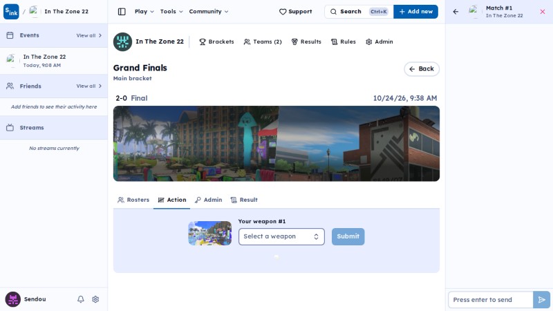 Tournament match page