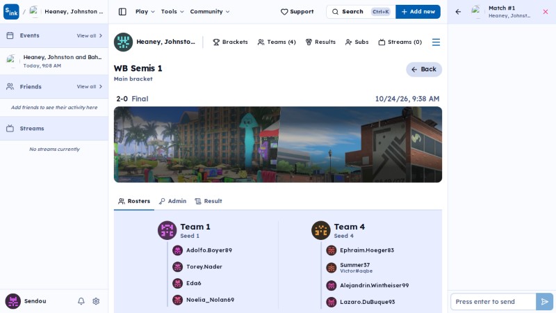 Tournament match page