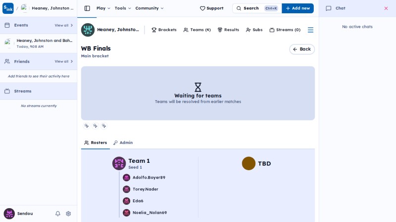 Tournament brackets page