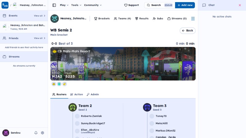 Tournament brackets page