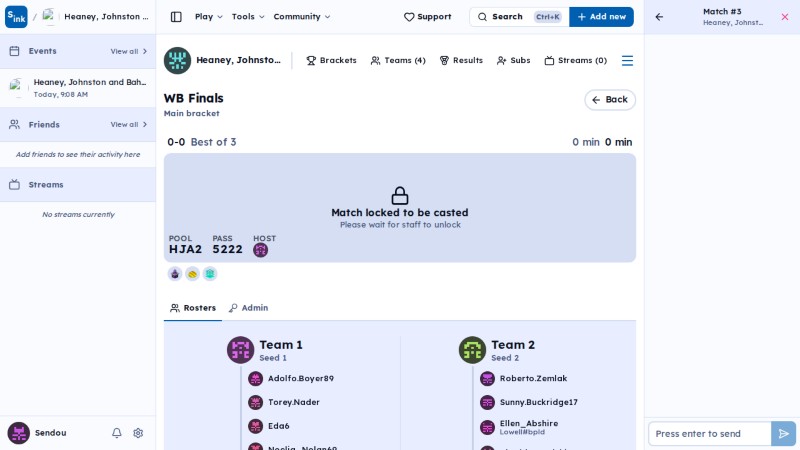 Tournament brackets page