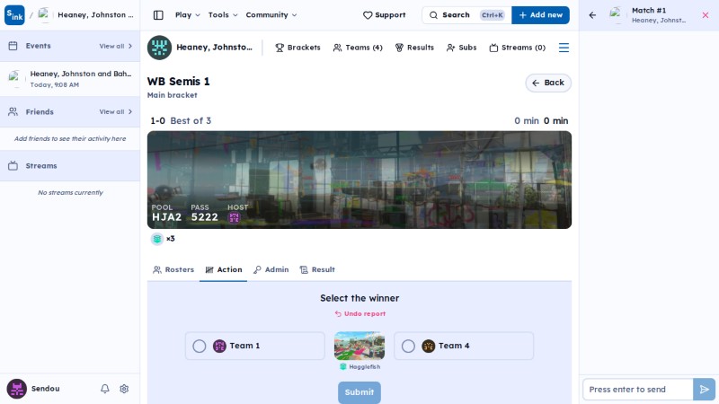 Tournament match page