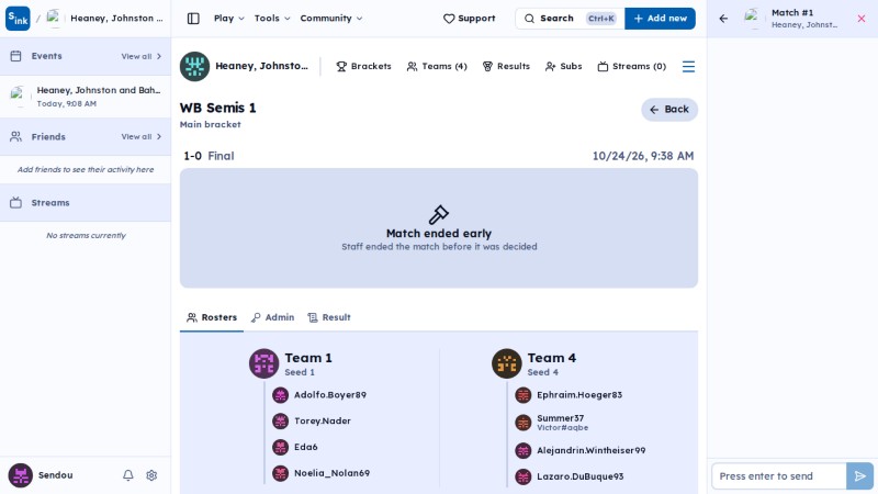 Tournament match page
