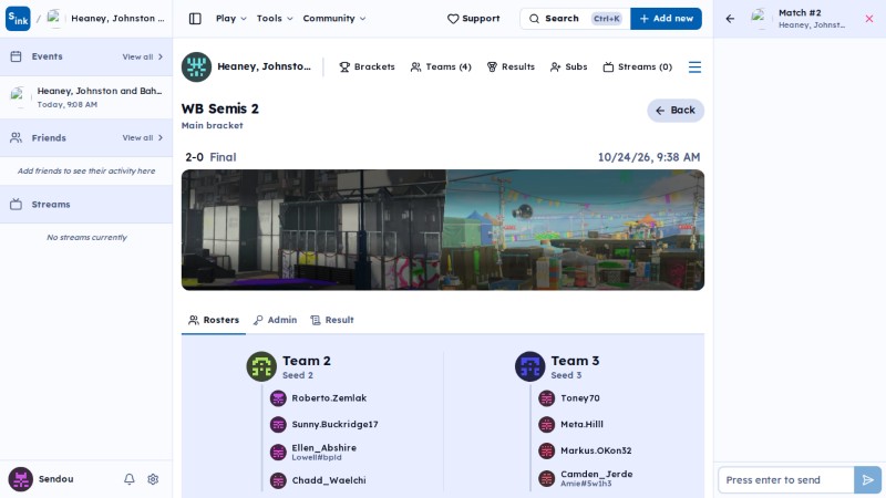 Tournament match page