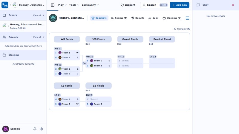Tournament brackets page