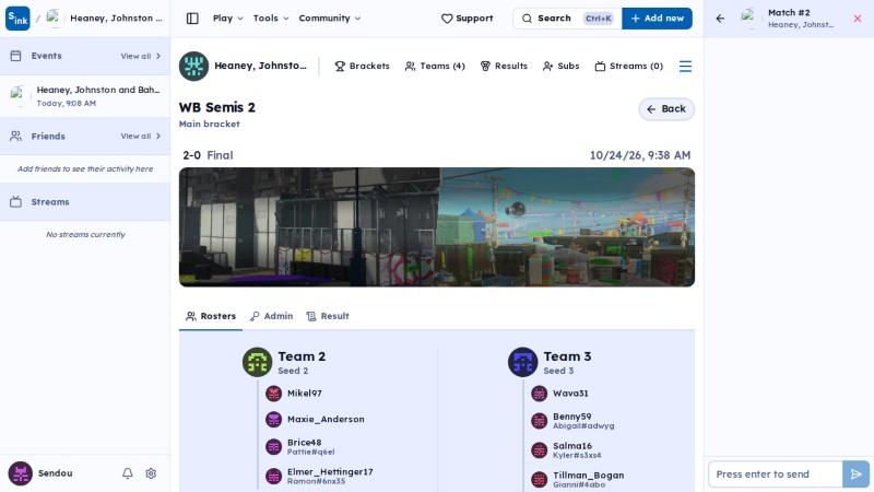 Tournament match page