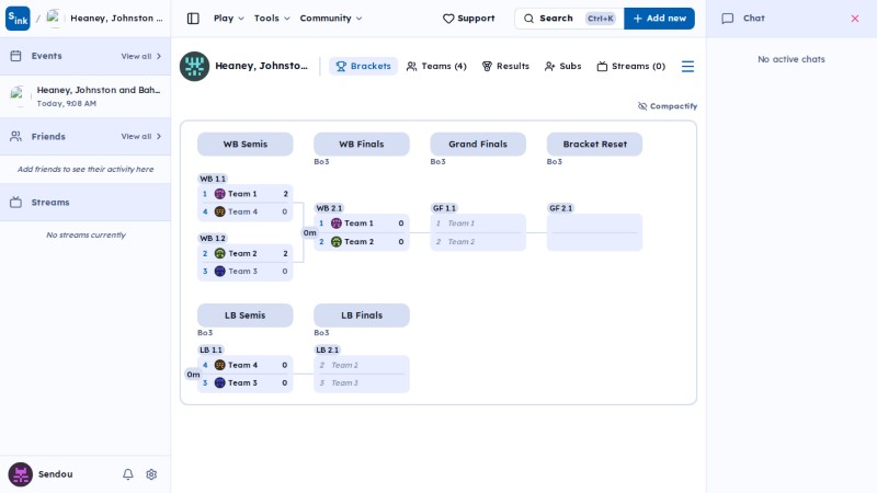 Tournament brackets page