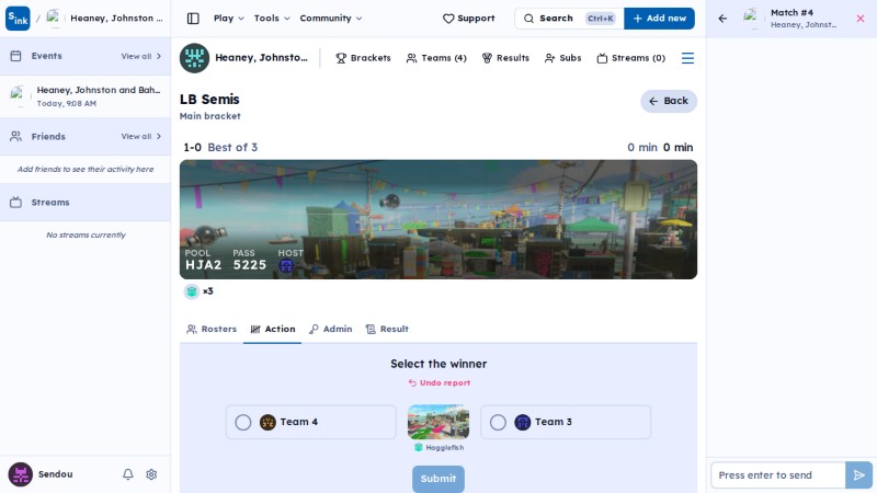 Tournament match page