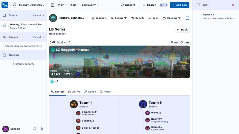 Tournament brackets page