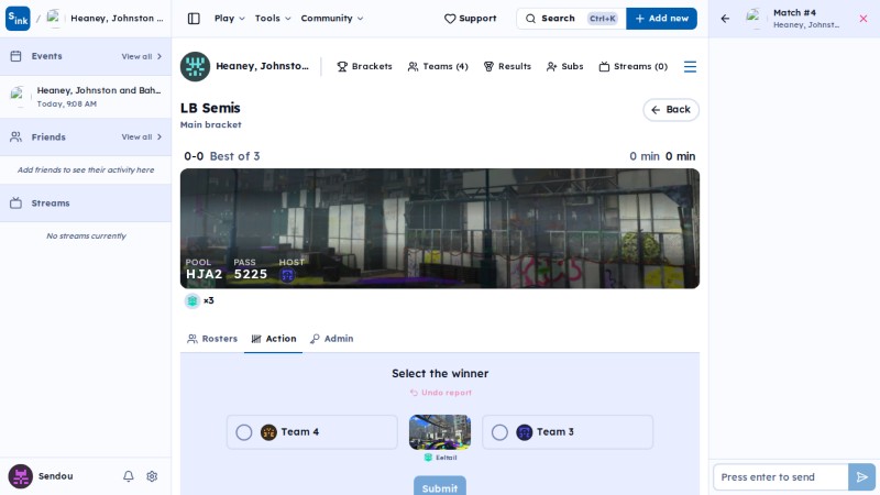 Tournament match page