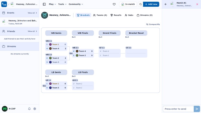Tournament brackets page
