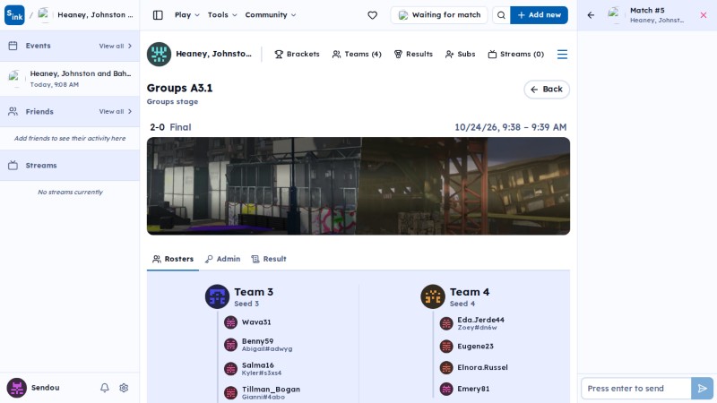 Tournament match page