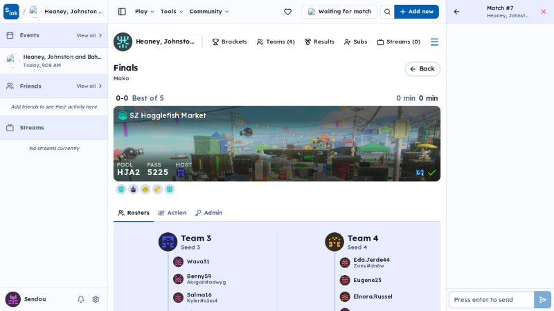 Tournament brackets page