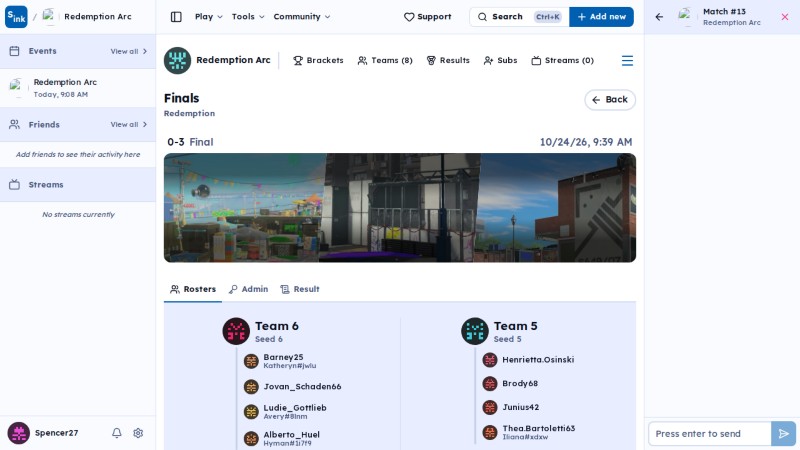 Tournament match page