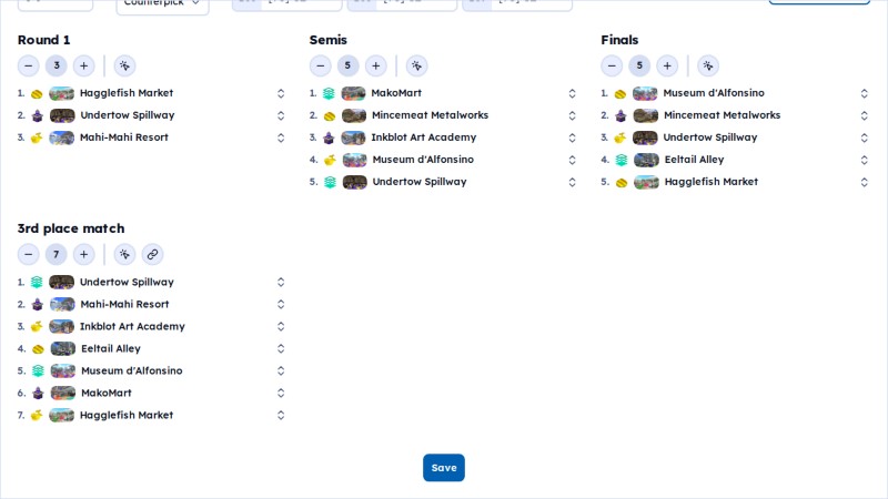Bracket map list dialog
