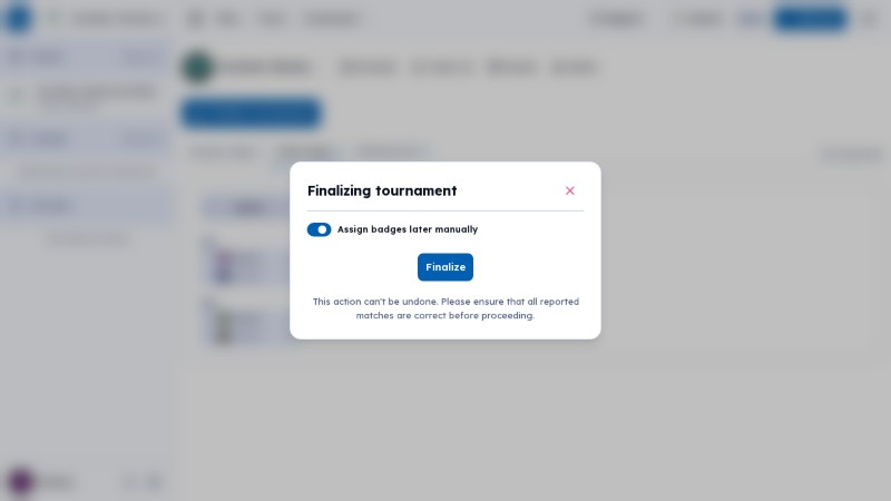Finalize tournament dialog