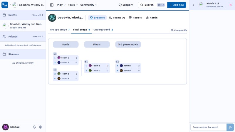 Tournament match page