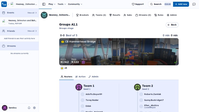 Tournament match page