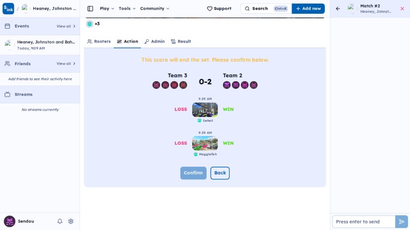 Tournament match page