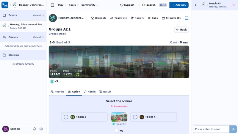 Tournament match page