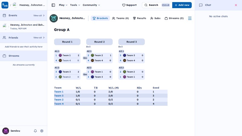 Tournament brackets page