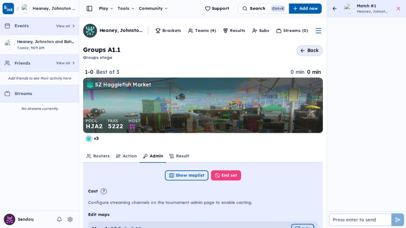 Tournament match page
