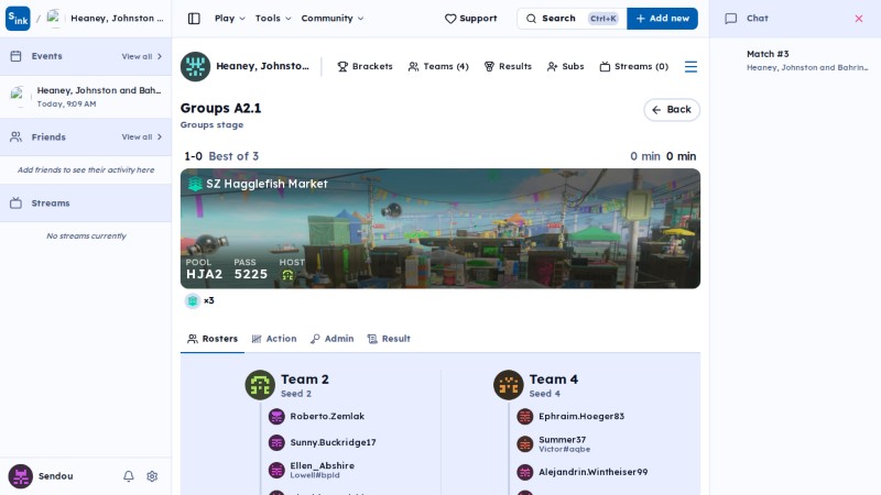 Tournament brackets page
