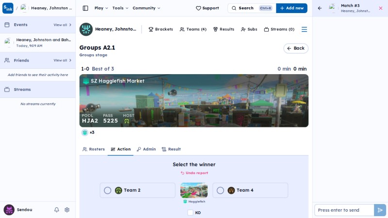 Tournament match page