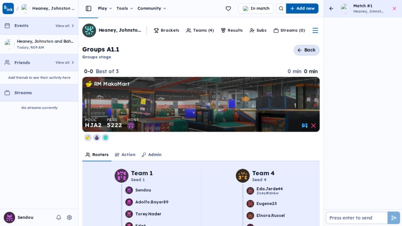 Tournament match page