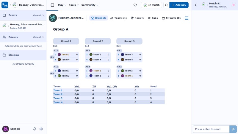 Tournament brackets page