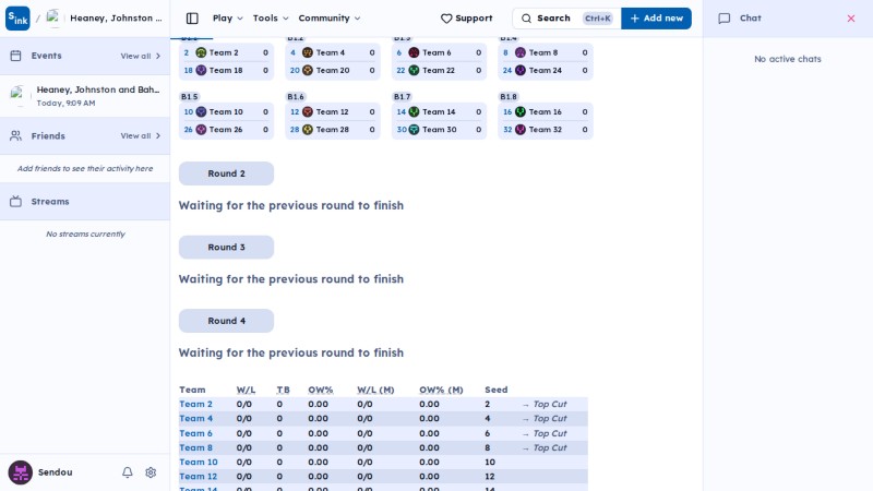 Tournament brackets page