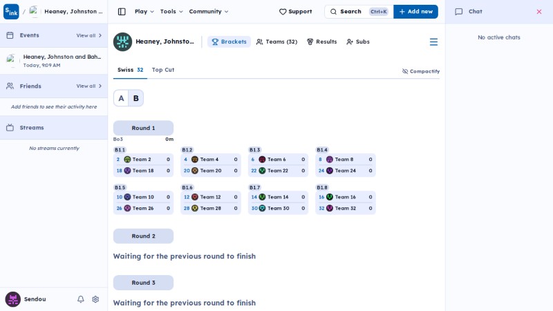 Tournament brackets page