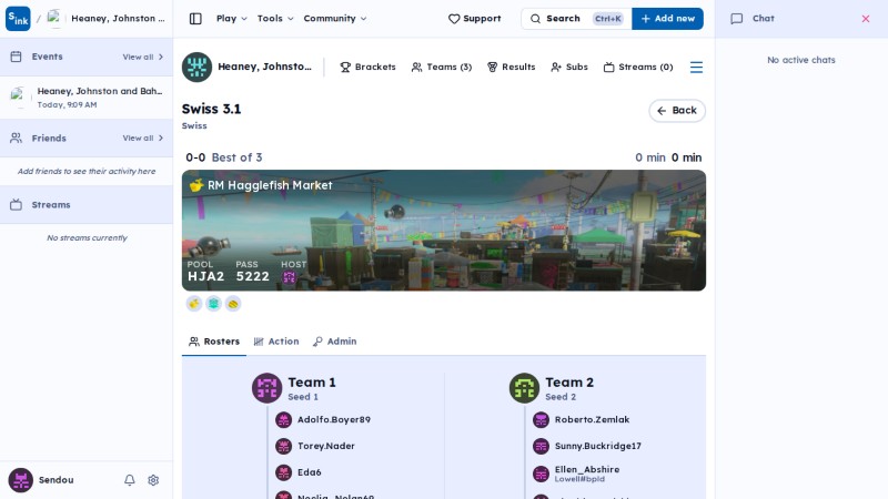 Tournament brackets page