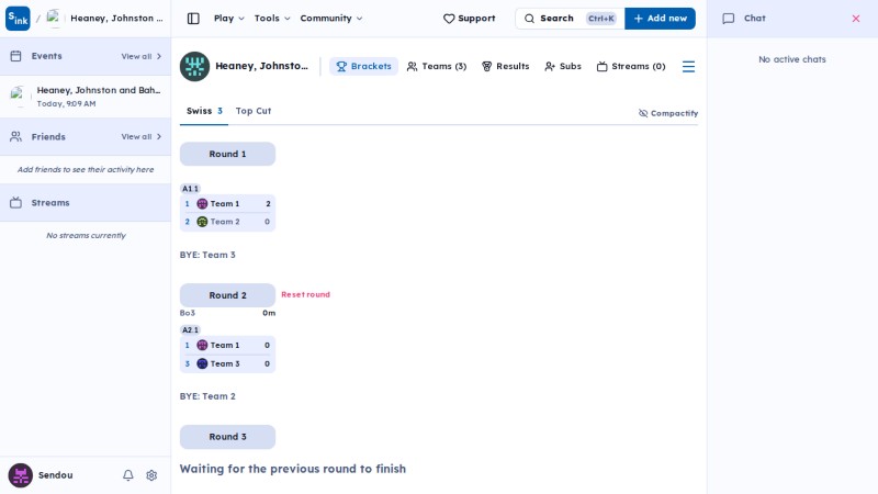 Tournament brackets page