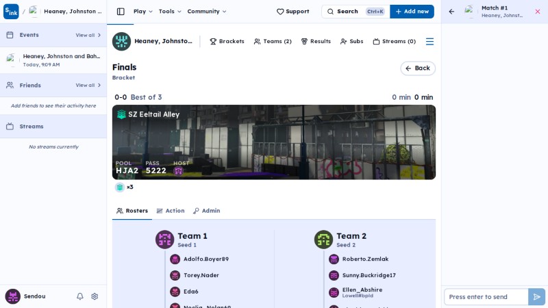 Tournament brackets page