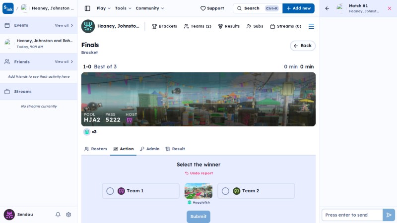 Tournament match page
