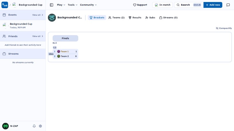 Tournament brackets page