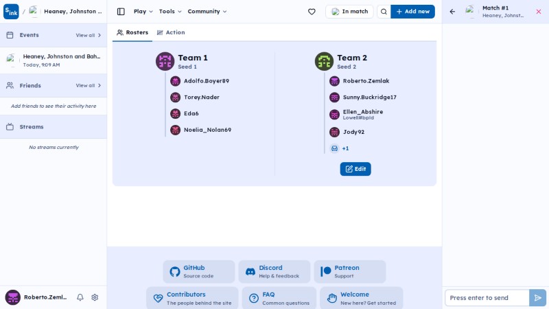 Tournament match page