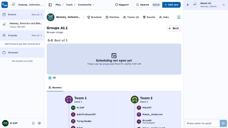 Tournament match page