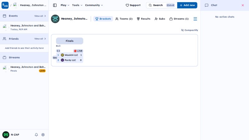 Tournament brackets page