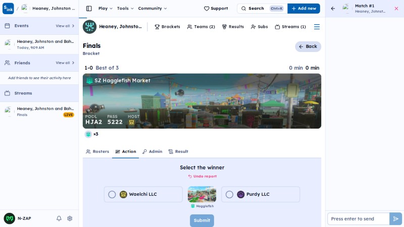 Tournament match page
