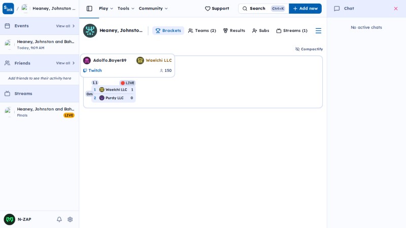 Tournament brackets page