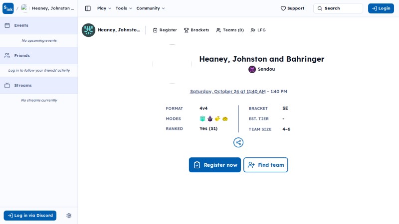 Tournament page