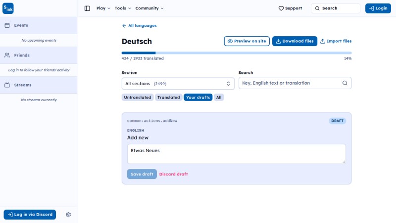 Translate language page