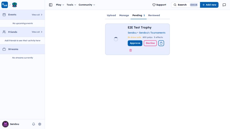 Pending trophy list