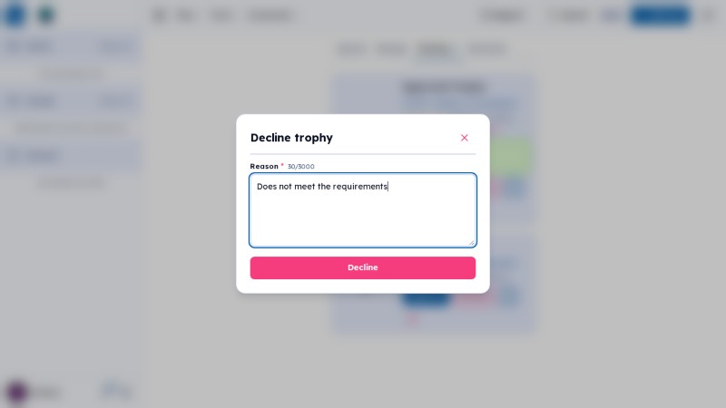 Pending trophy list