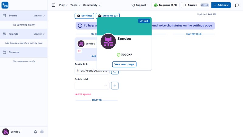 SendouQ looking page