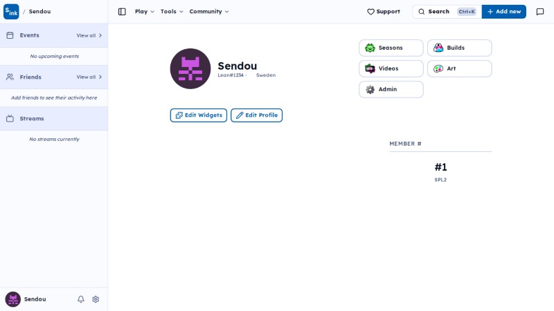 User edit profile page